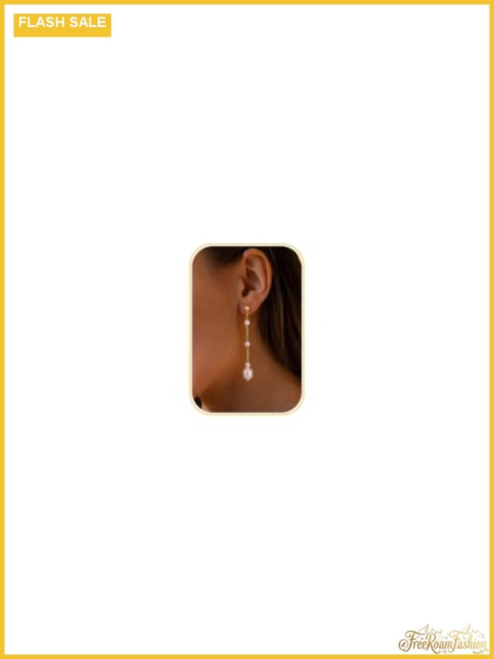 14K Gold Plated Pearl Drop Earrings Women Linear Dangle